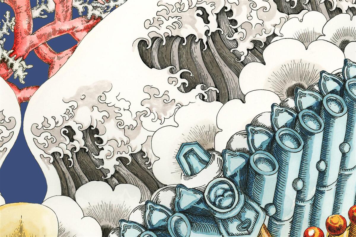 Papier peint l'abstraction des pierres rencontre les vagues