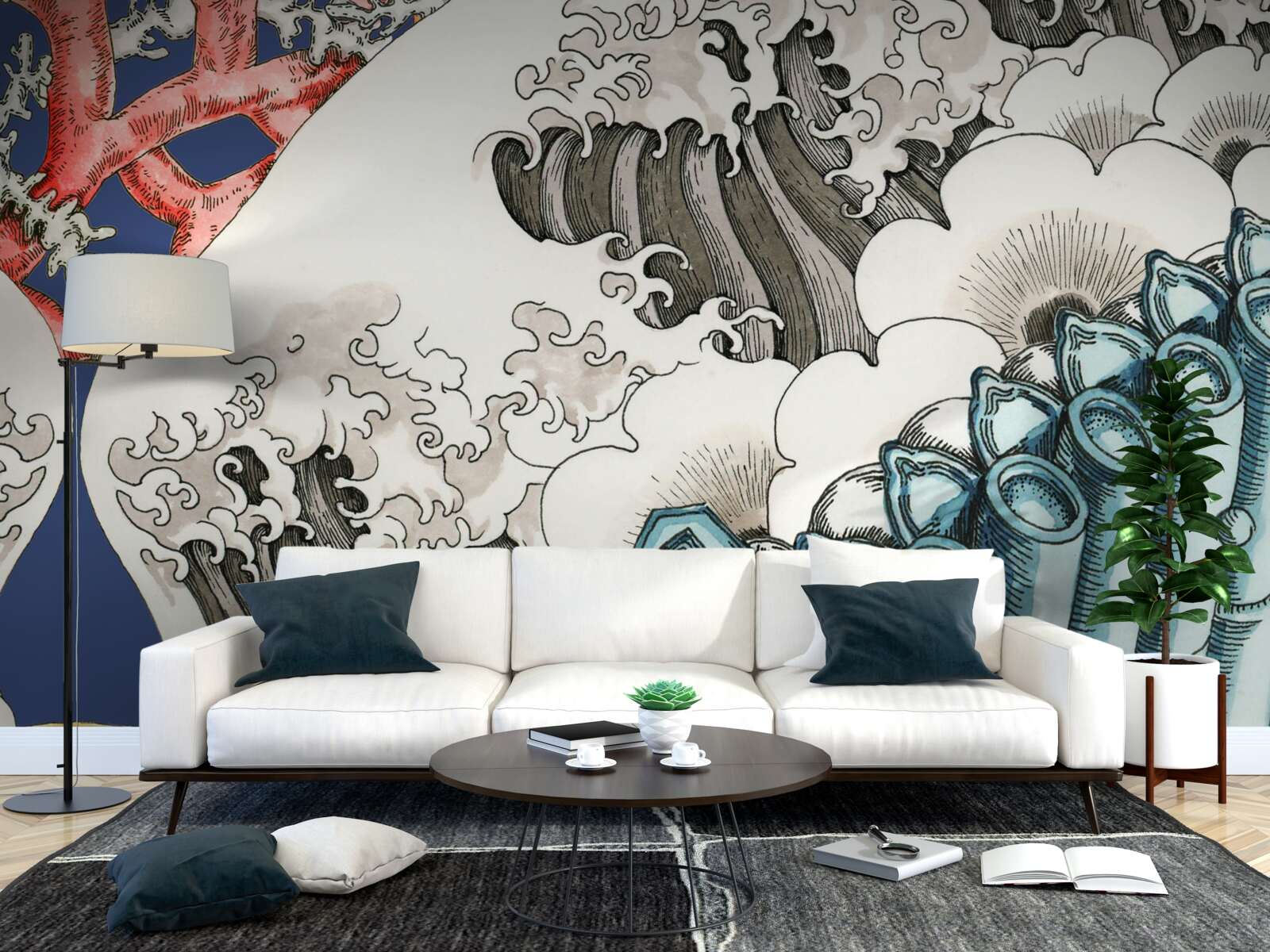 Papier peint l'abstraction des pierres rencontre les vagues