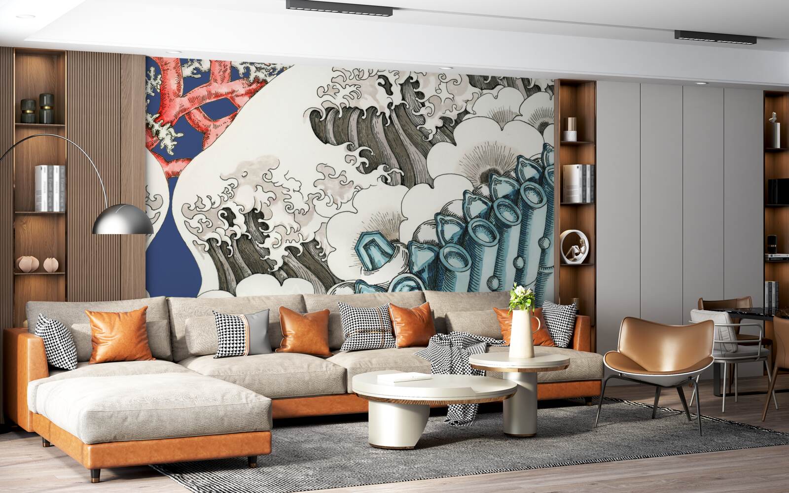 Papier peint l'abstraction des pierres rencontre les vagues