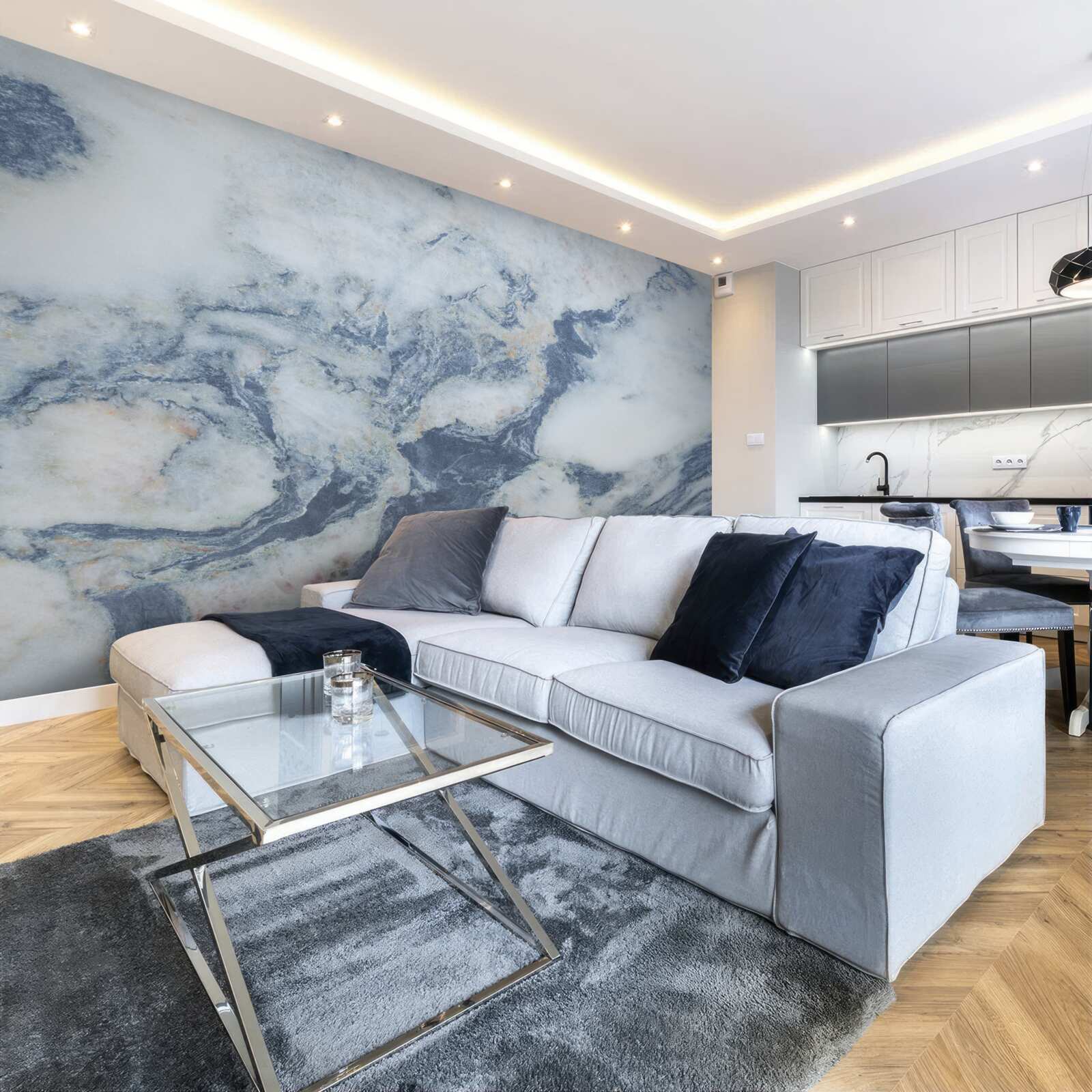 Papier peint fond de marbre bleu