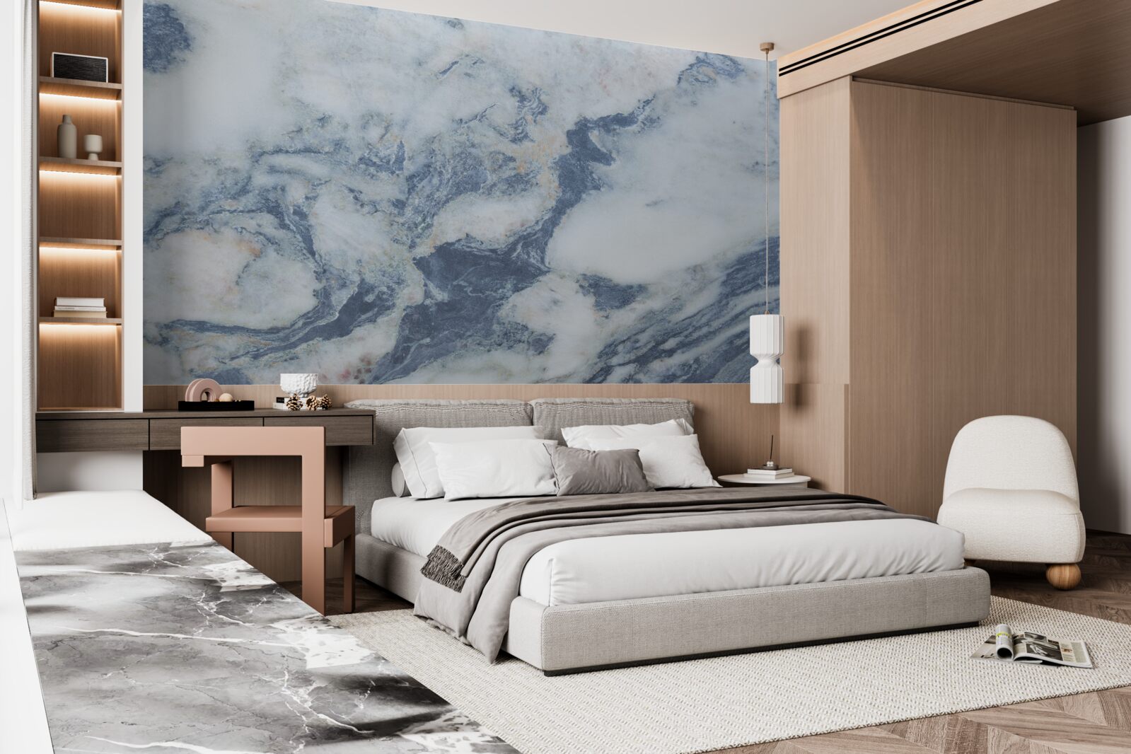 Papier peint fond de marbre bleu