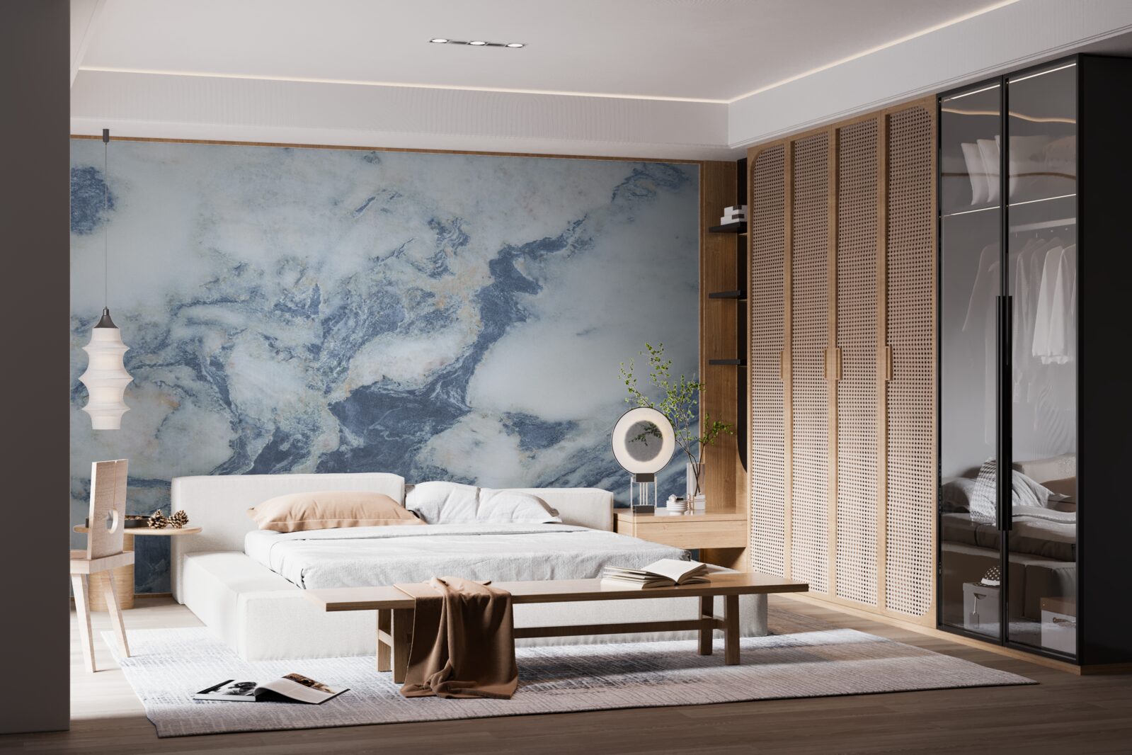 Papier peint fond de marbre bleu