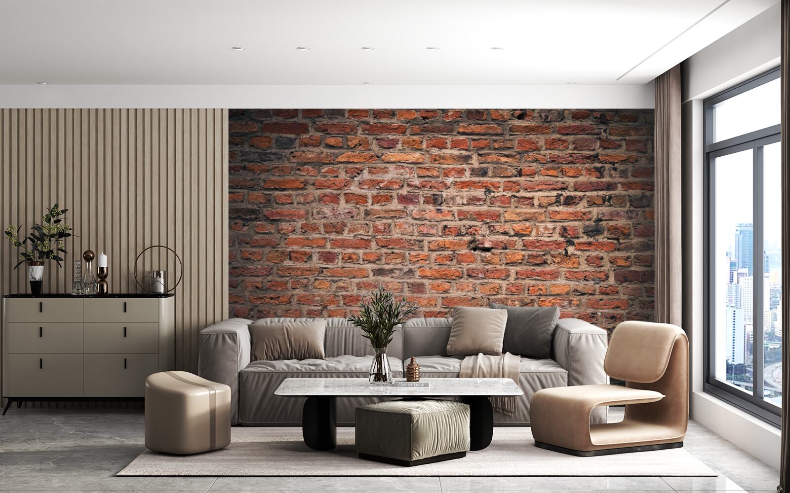 Papier peint Mur de briques rouges de l'ancien bâtiment