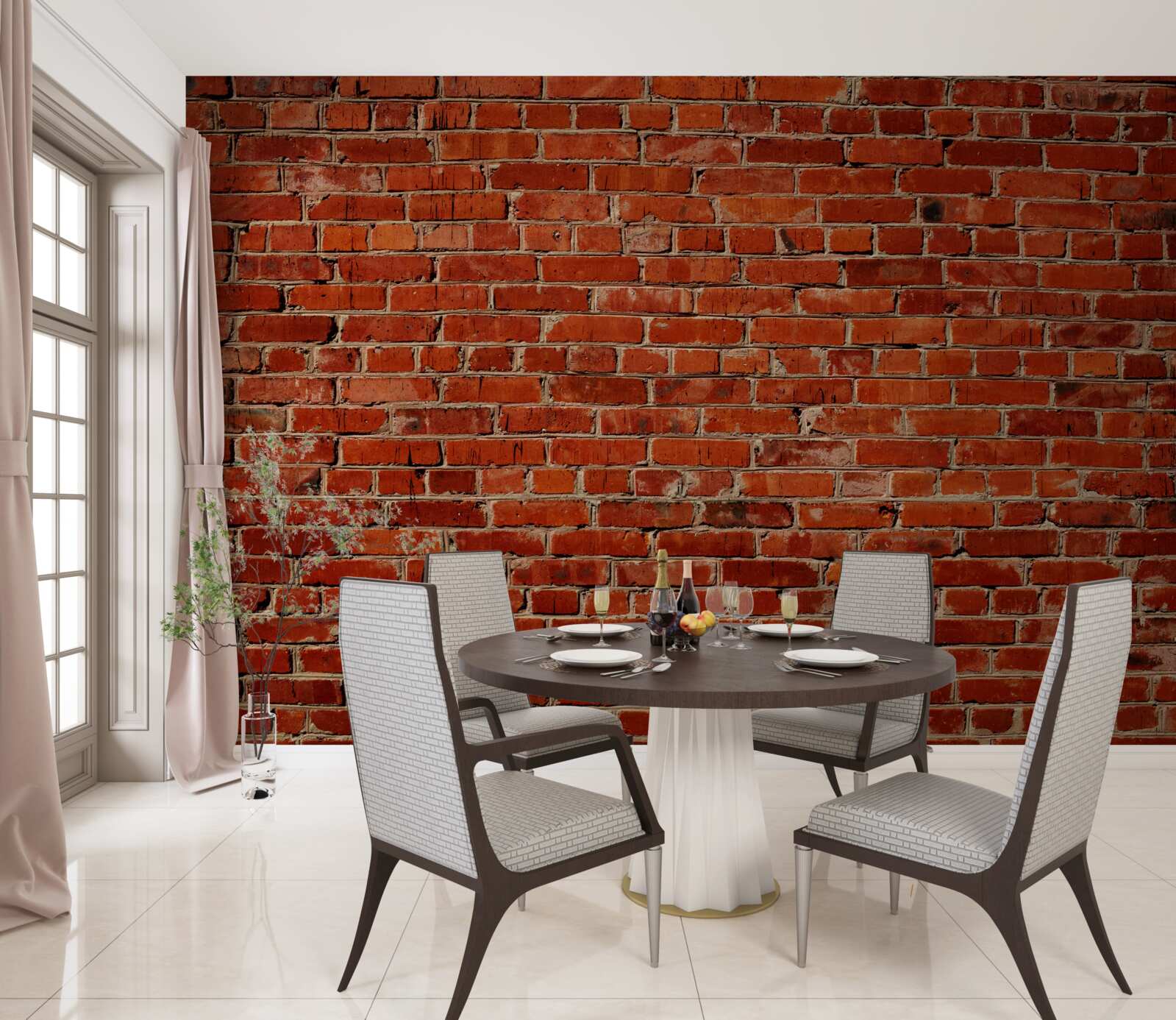Papier peint Mur peint en rouge profond, rappelant la brique foncée