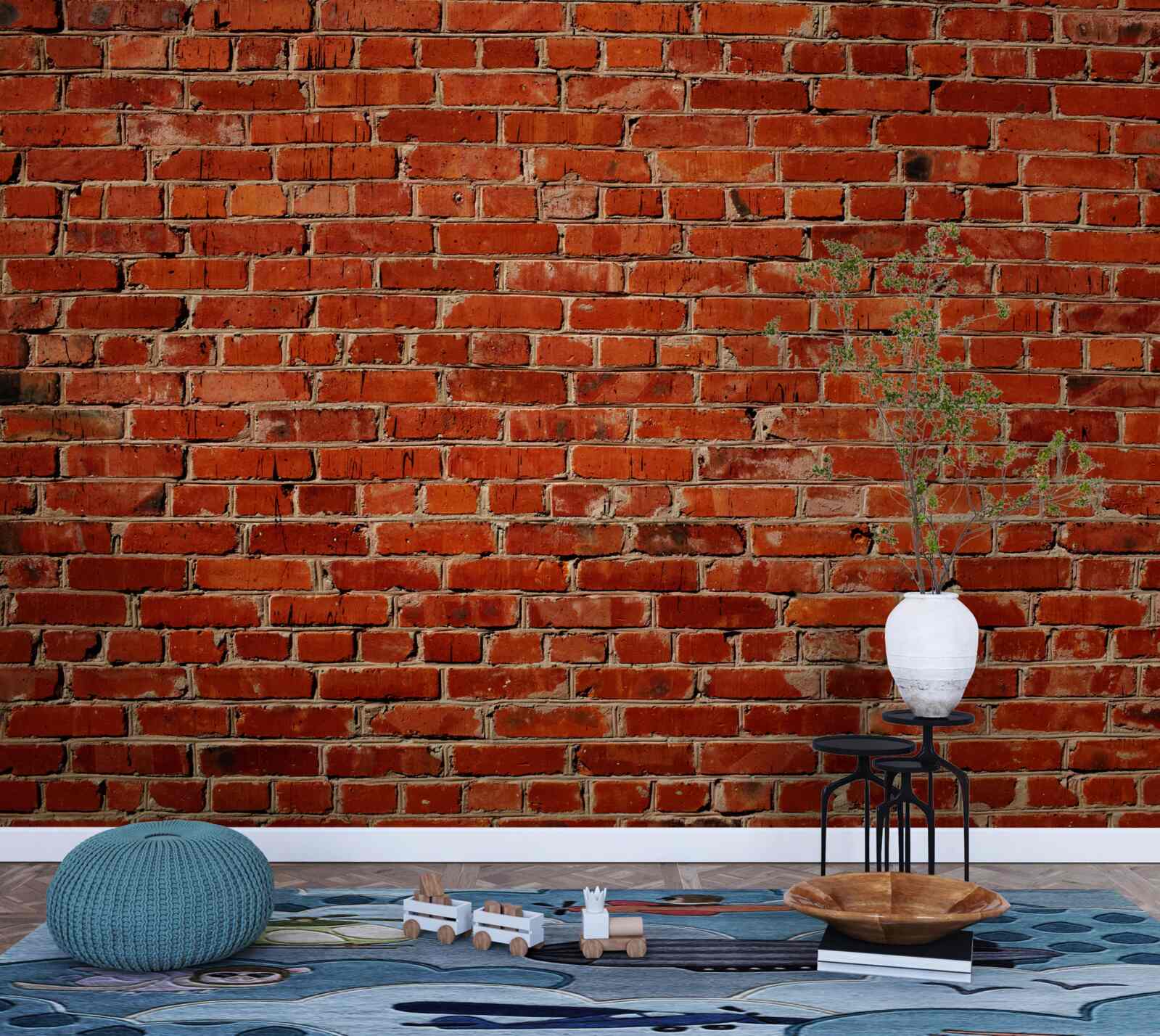 Papier peint Mur peint en rouge profond, rappelant la brique foncée