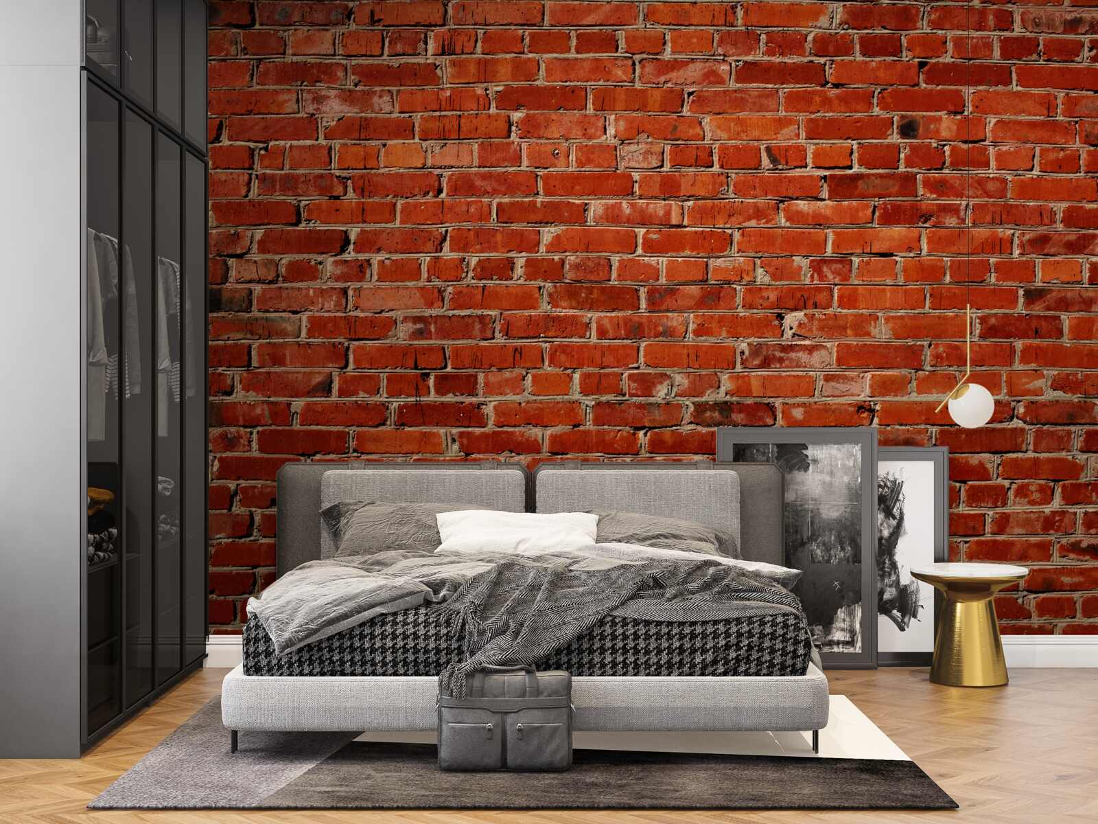 Papier peint Mur peint en rouge profond, rappelant la brique foncée