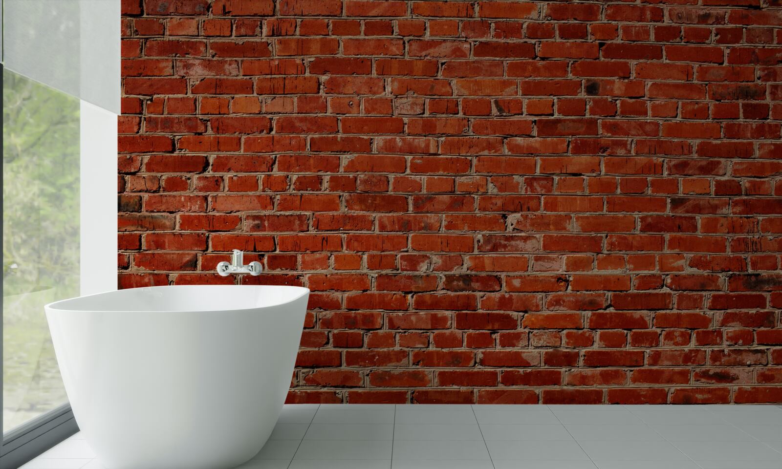 Papier peint Mur peint en rouge profond, rappelant la brique foncée