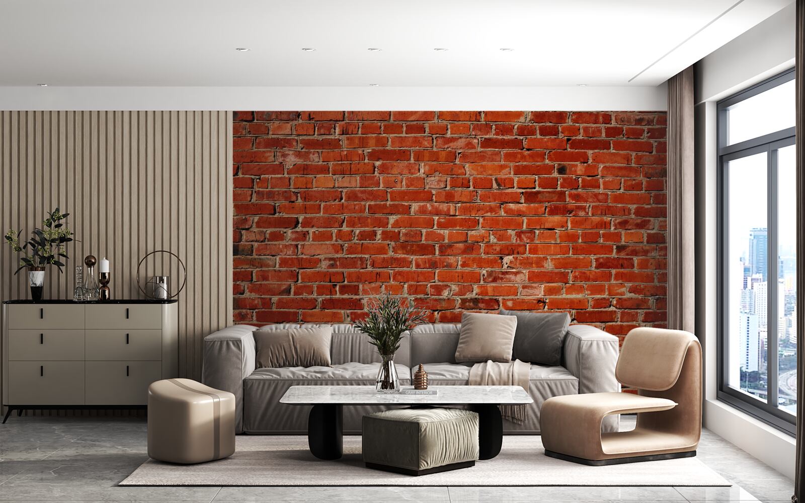 Papier peint Mur peint en rouge profond, rappelant la brique foncée