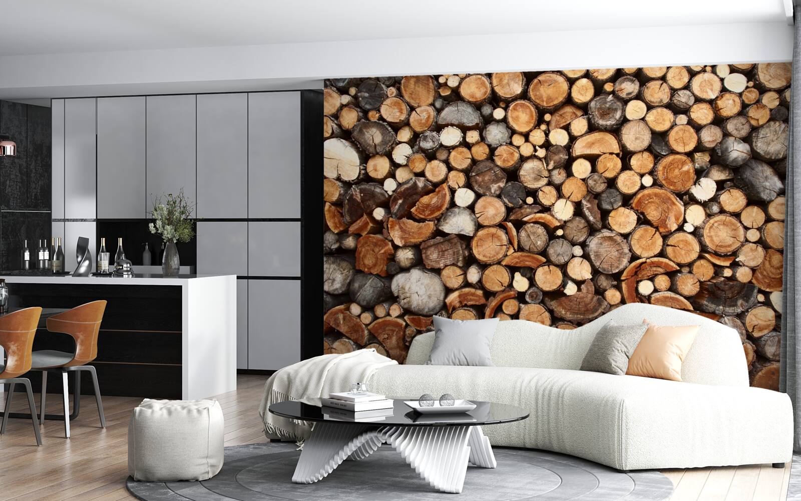 Papier peint tranches d'arbres de différentes couleurs