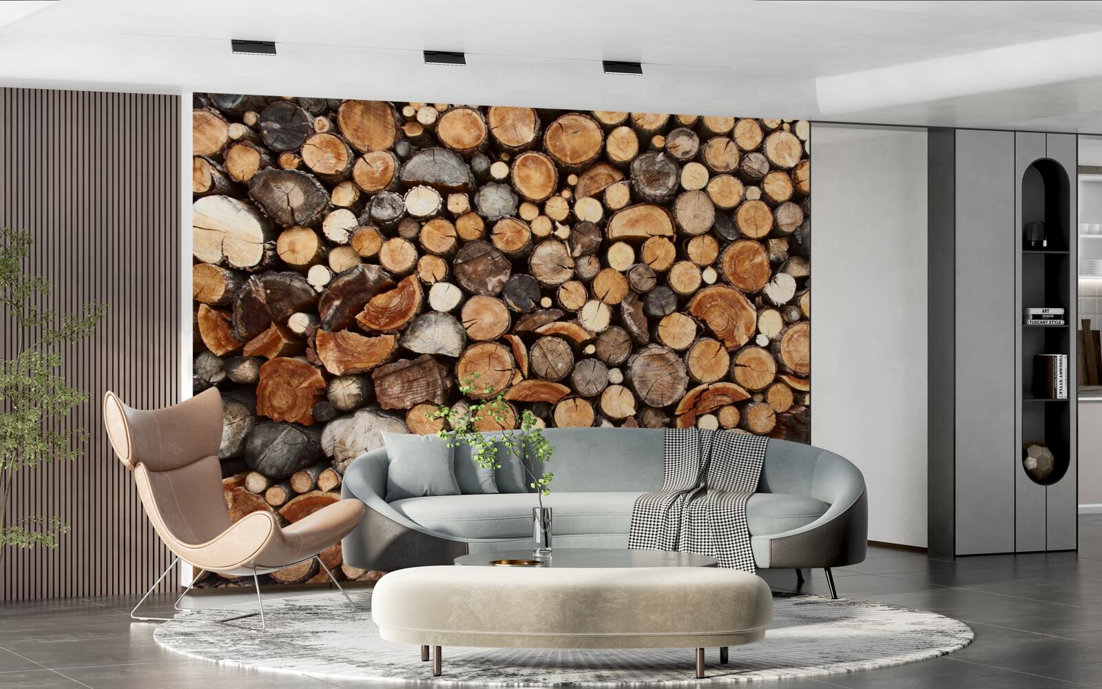 Papier peint tranches d'arbres de différentes couleurs