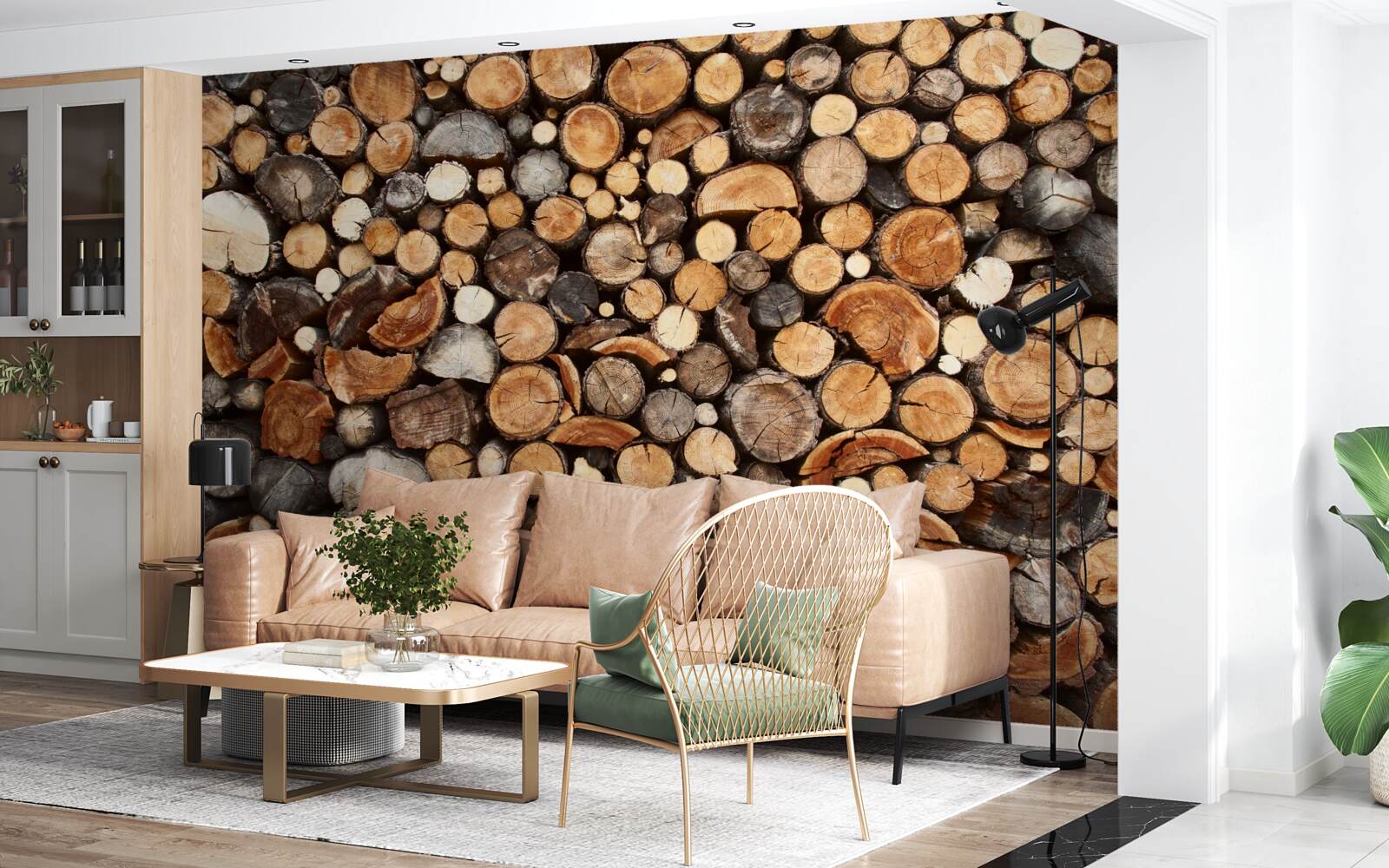 Papier peint tranches d'arbres de différentes couleurs