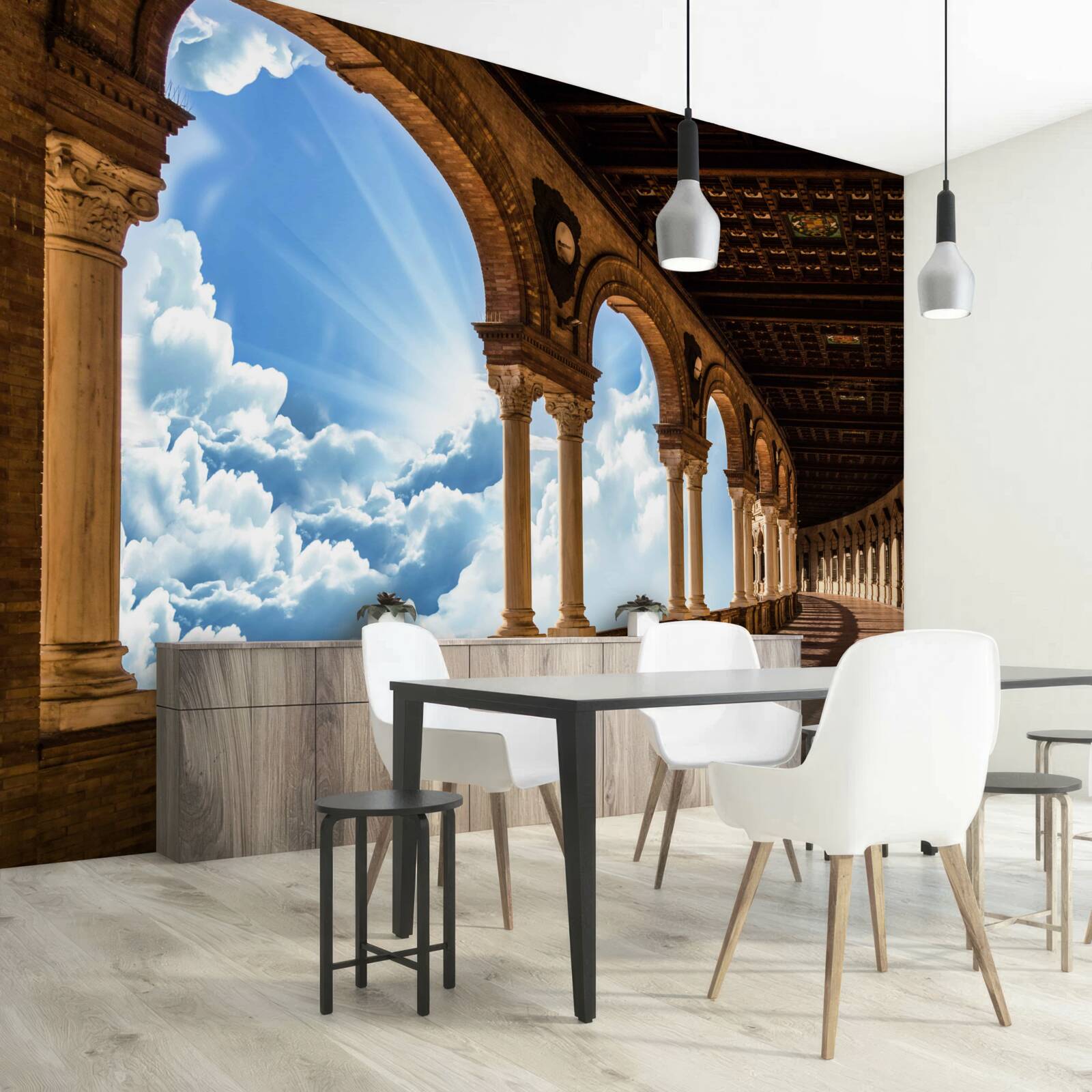 Papier peint rangée de colonnes infiniment haute