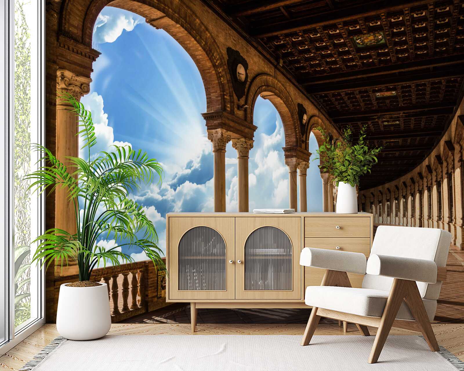 Papier peint rangée de colonnes infiniment haute