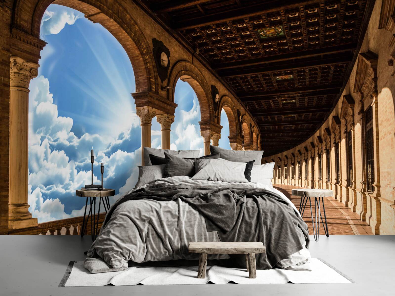 Papier peint rangée de colonnes infiniment haute