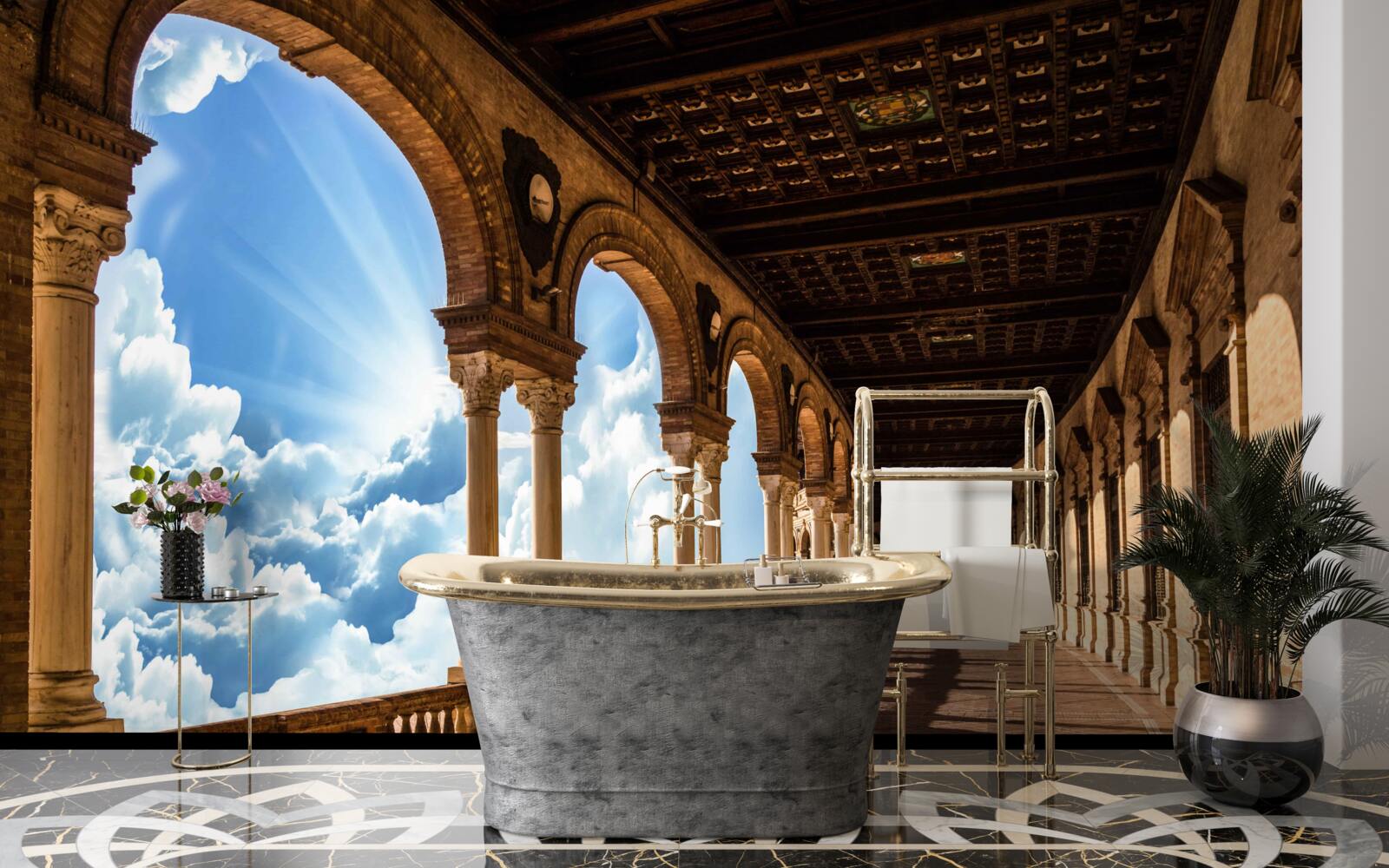 Papier peint rangée de colonnes infiniment haute