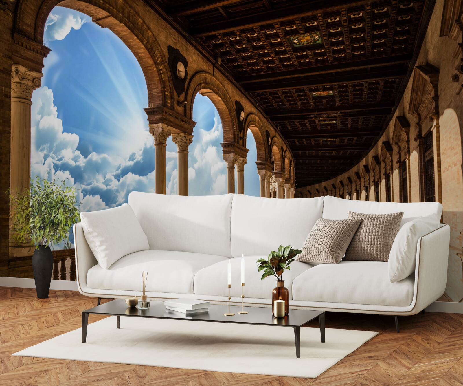 Papier peint rangée de colonnes infiniment haute