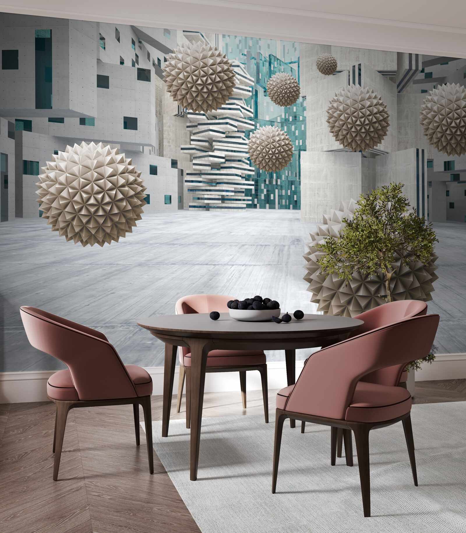 Papier peint boules flottantes en bronze