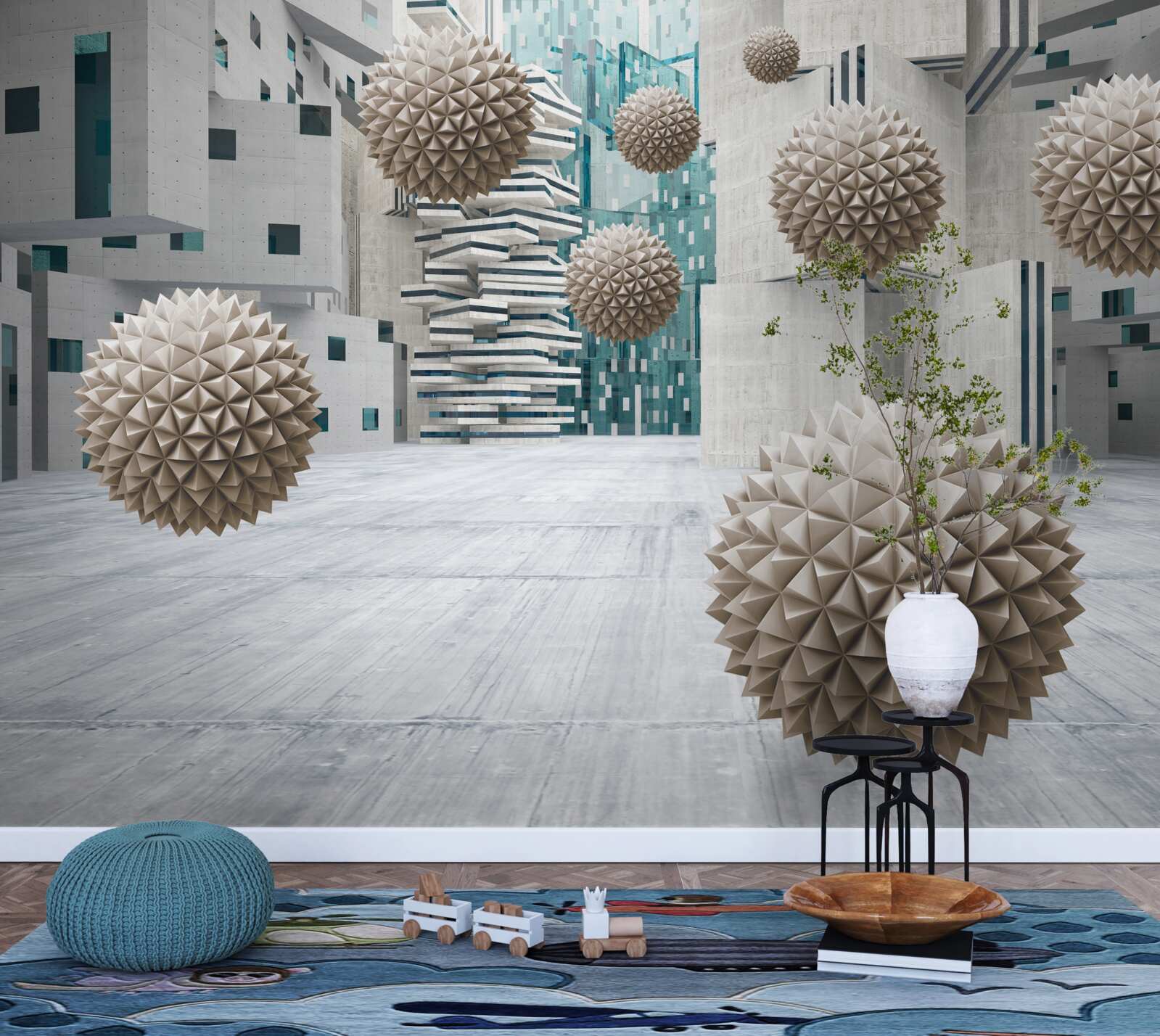 Papier peint boules flottantes en bronze