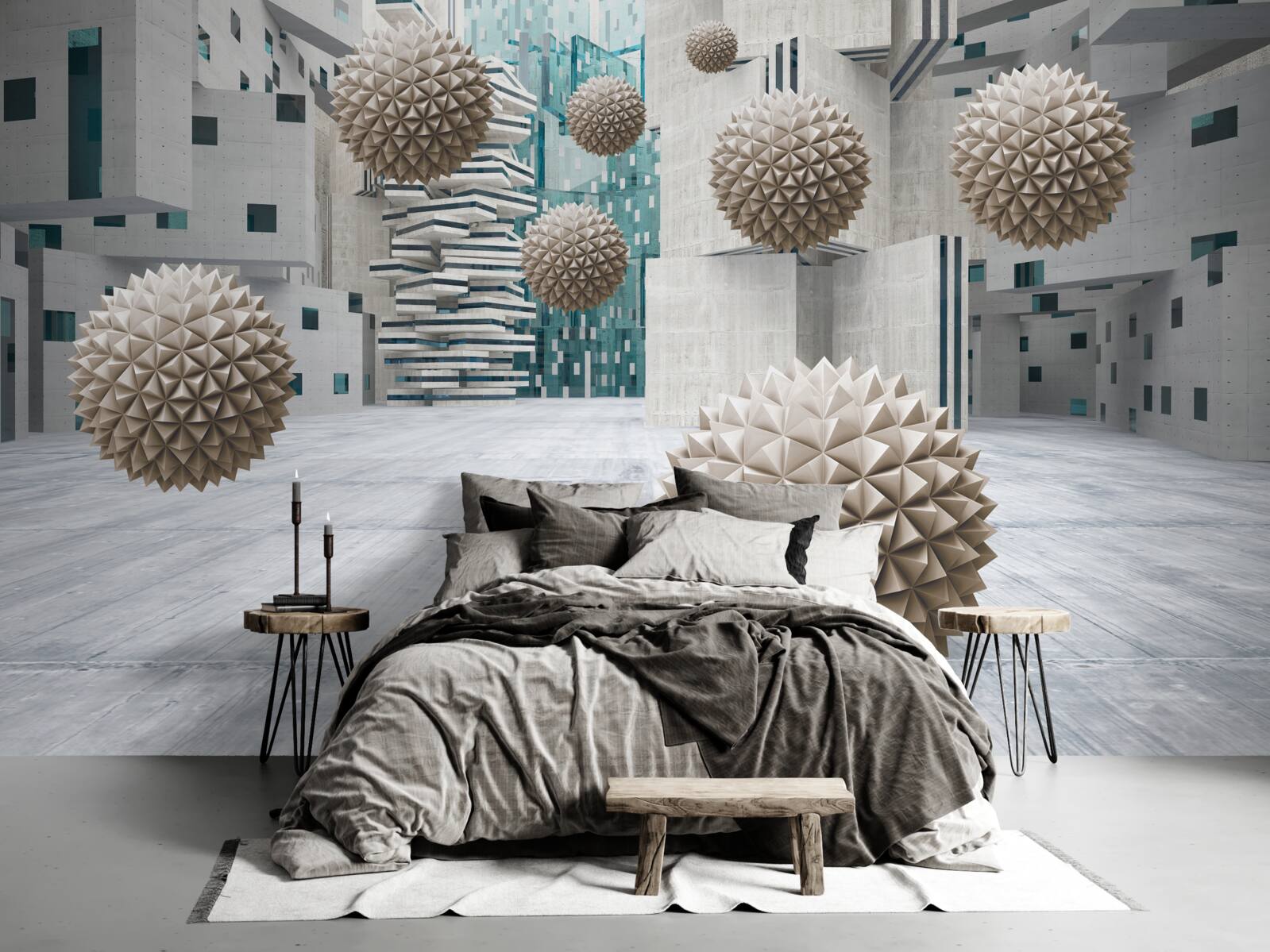 Papier peint boules flottantes en bronze