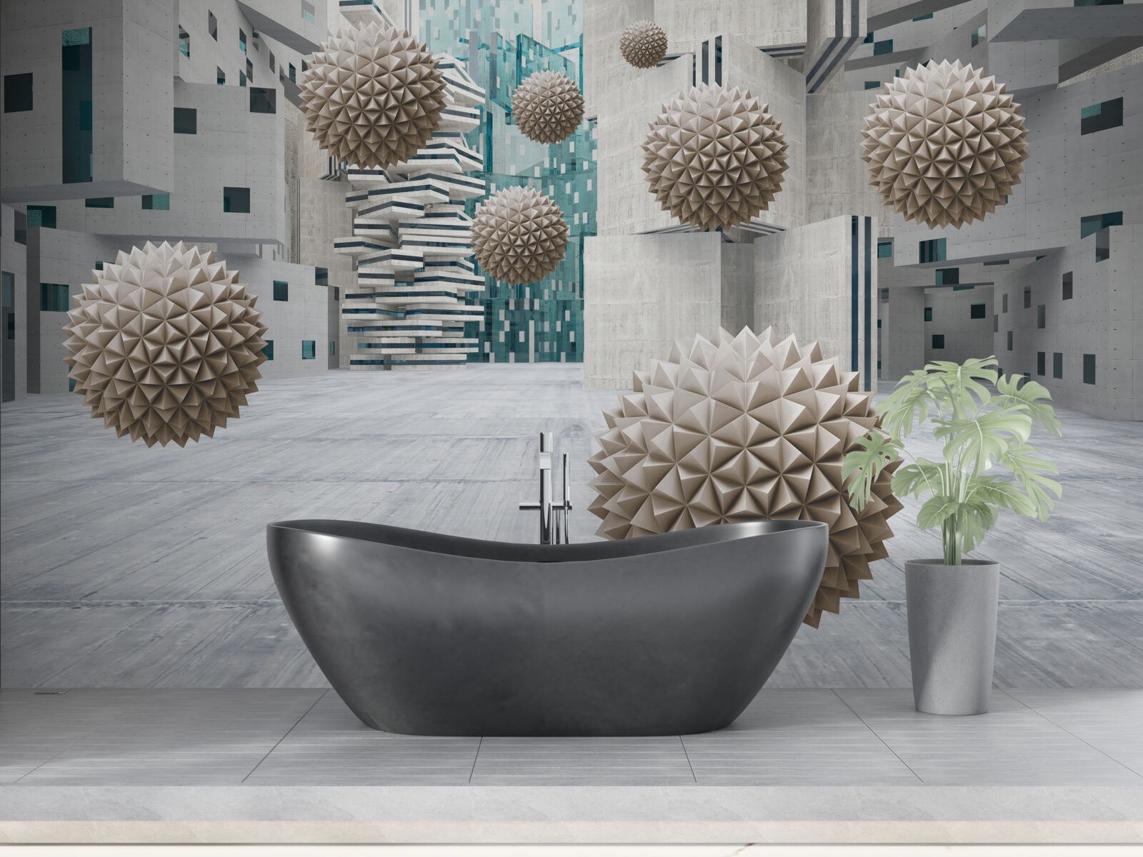 Papier peint boules flottantes en bronze