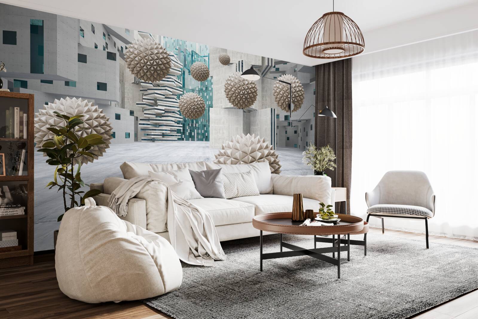 Papier peint boules flottantes en bronze