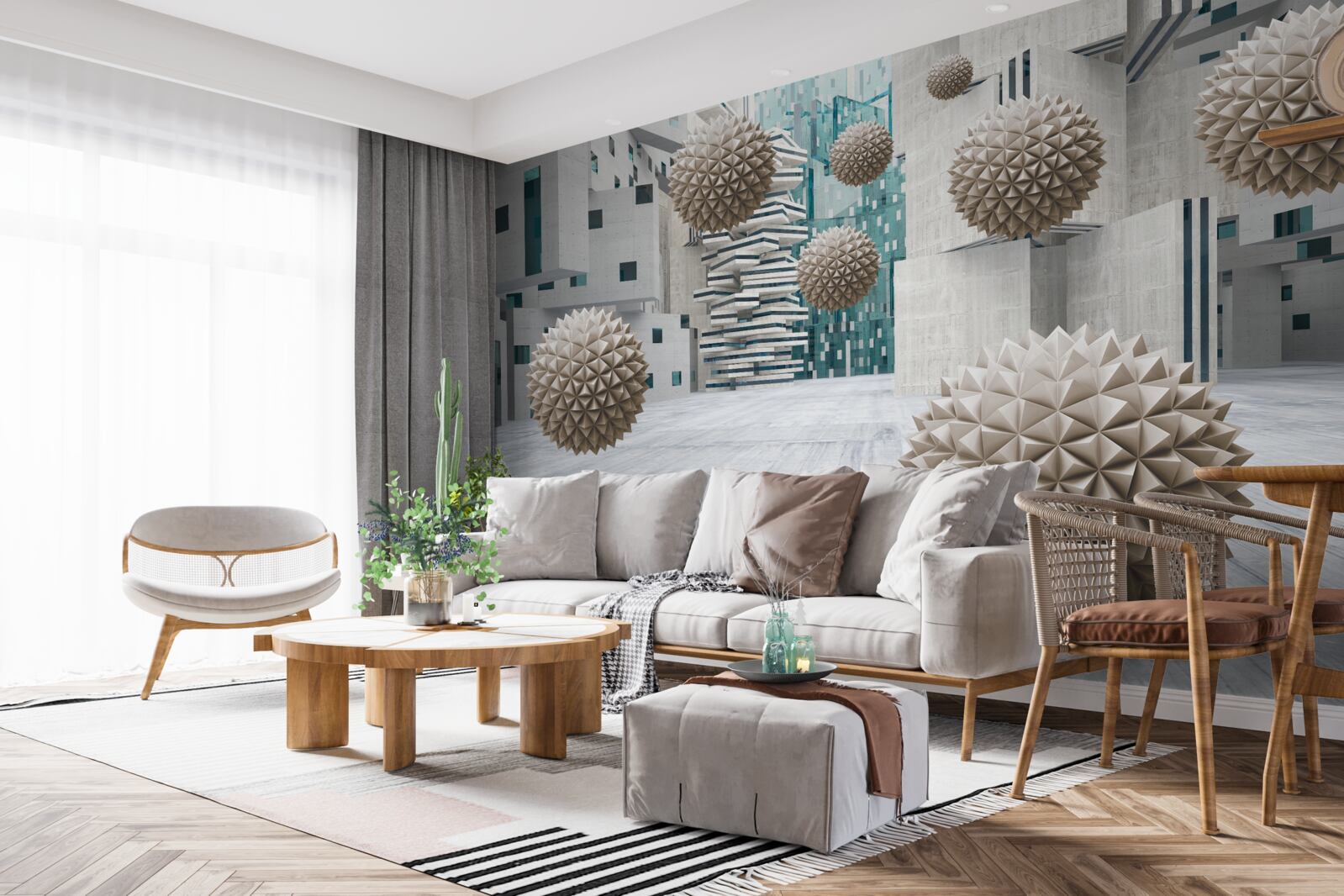 Papier peint boules flottantes en bronze