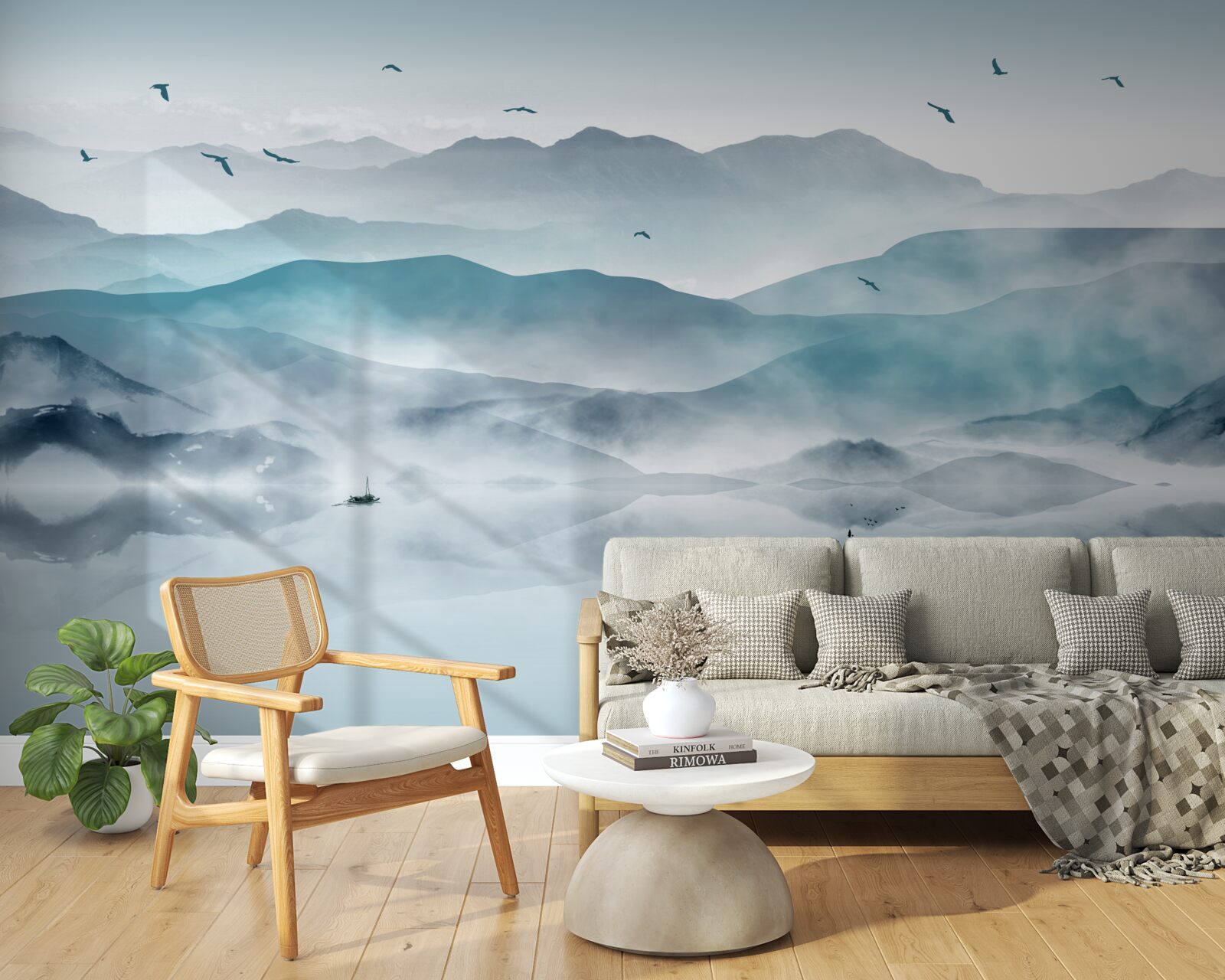 Papier peint le bord du brouillard tombe à la surface de l'eau