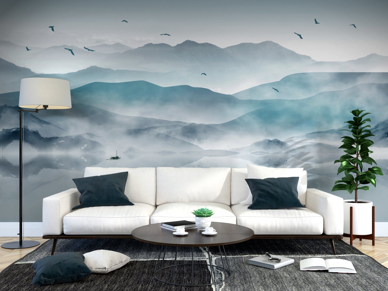 Papier peint le bord du brouillard tombe à la surface de l'eau