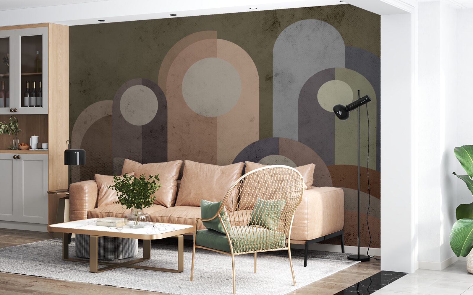 Papier peint peinture abstraite de plantes aquatiques avec des peintures