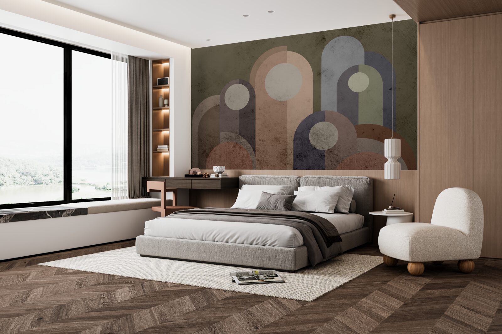 Papier peint peinture abstraite de plantes aquatiques avec des peintures