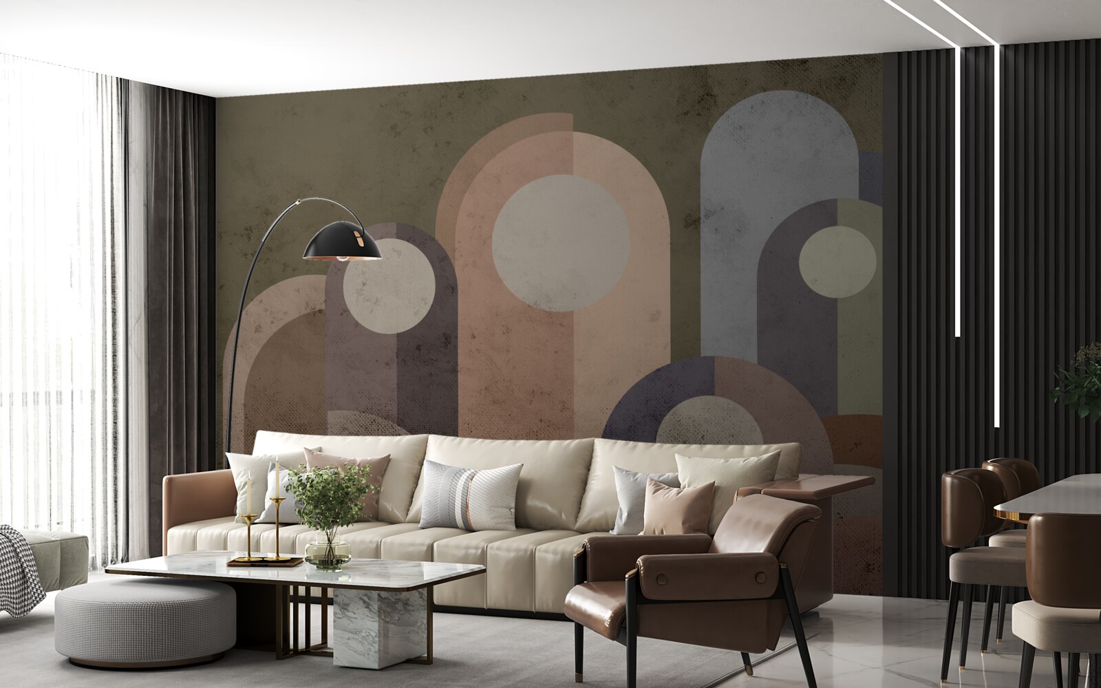 Papier peint peinture abstraite de plantes aquatiques avec des peintures