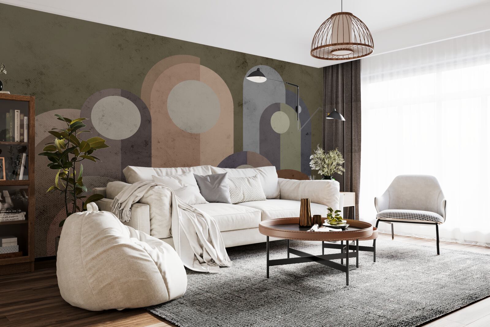 Papier peint peinture abstraite de plantes aquatiques avec des peintures