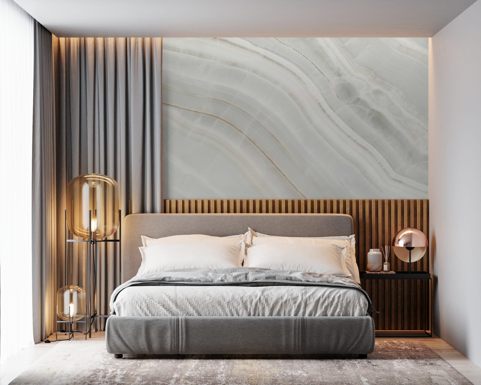 Papier peint gris mince beige