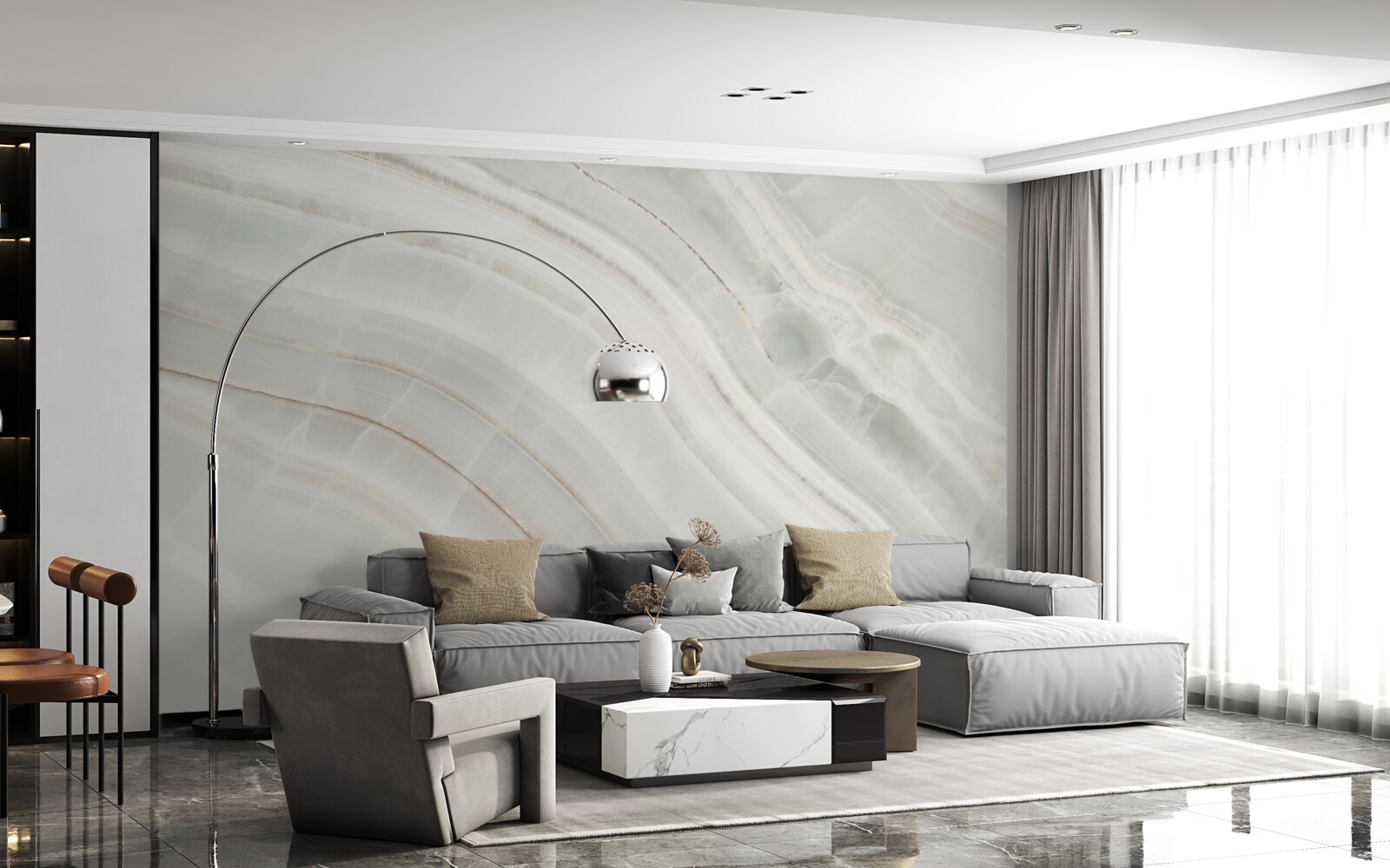 Papier peint gris mince beige