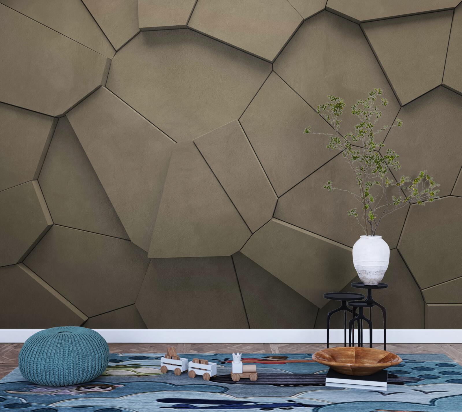 Papier peint Un mur composé de pierres de différentes formes