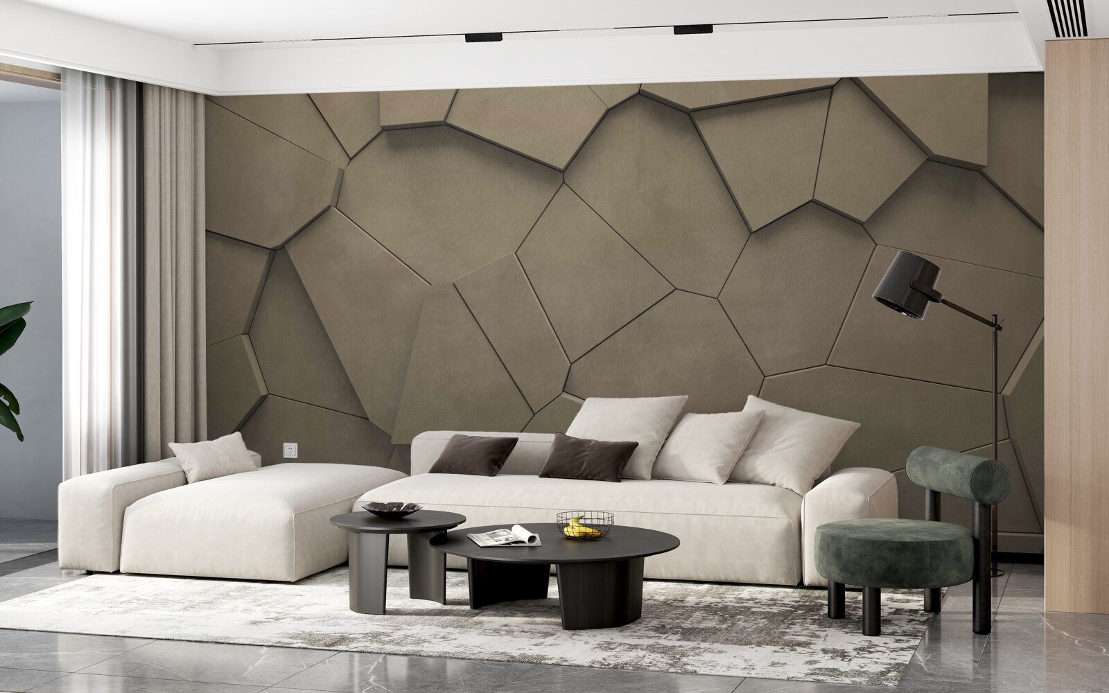 Papier peint Un mur composé de pierres de différentes formes