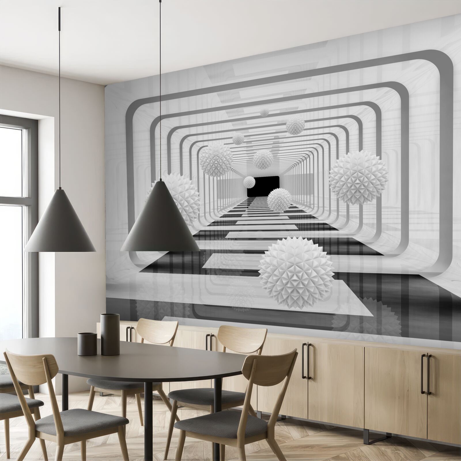 Papier peint l'infini avec des demi-cercles et des sphères d'albâtre