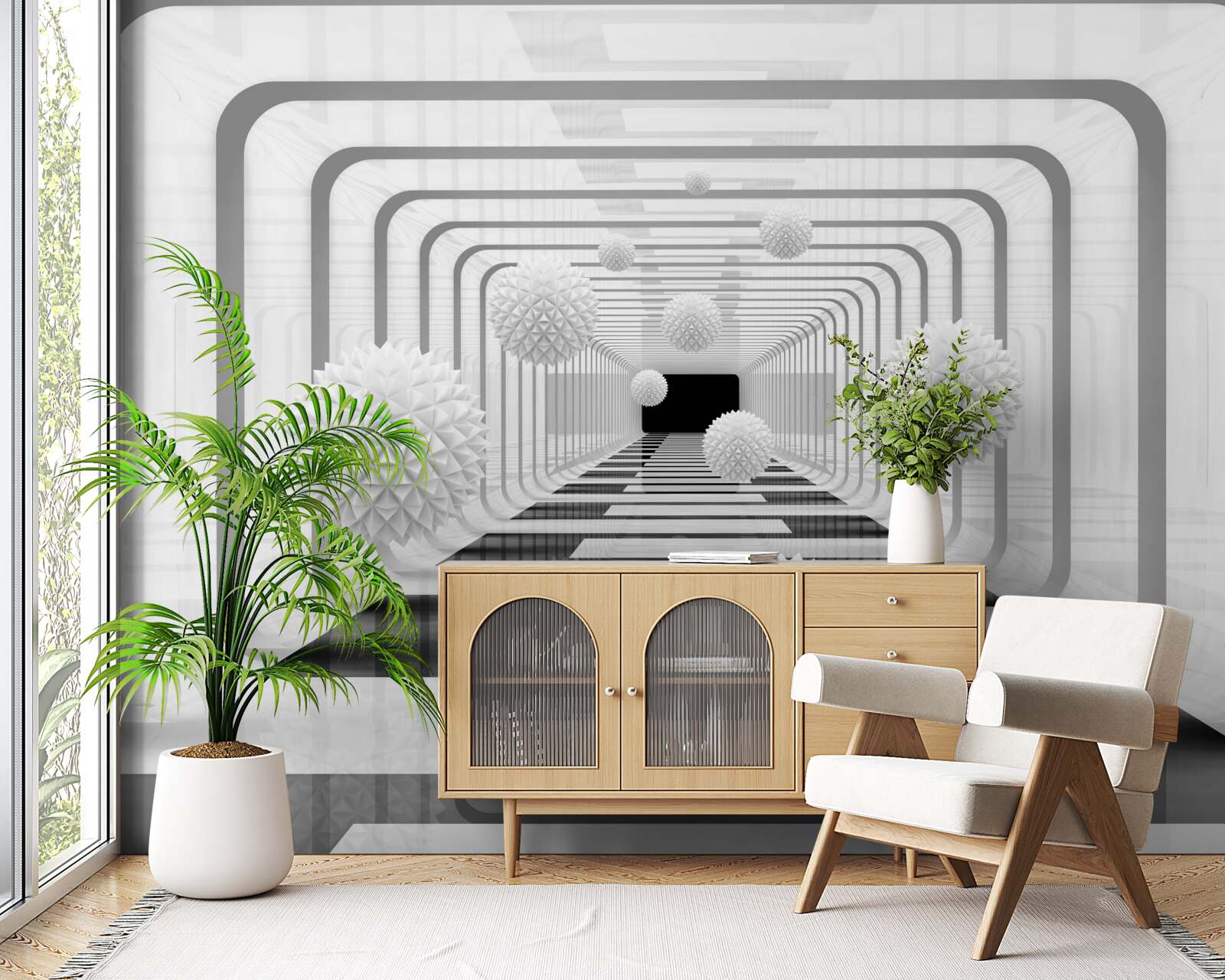 Papier peint l'infini avec des demi-cercles et des sphères d'albâtre