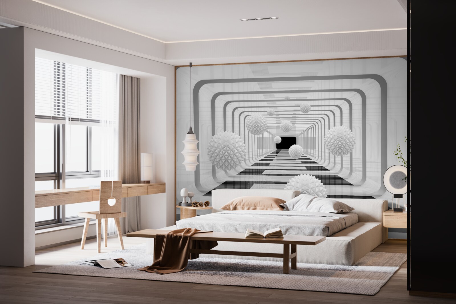 Papier peint l'infini avec des demi-cercles et des sphères d'albâtre