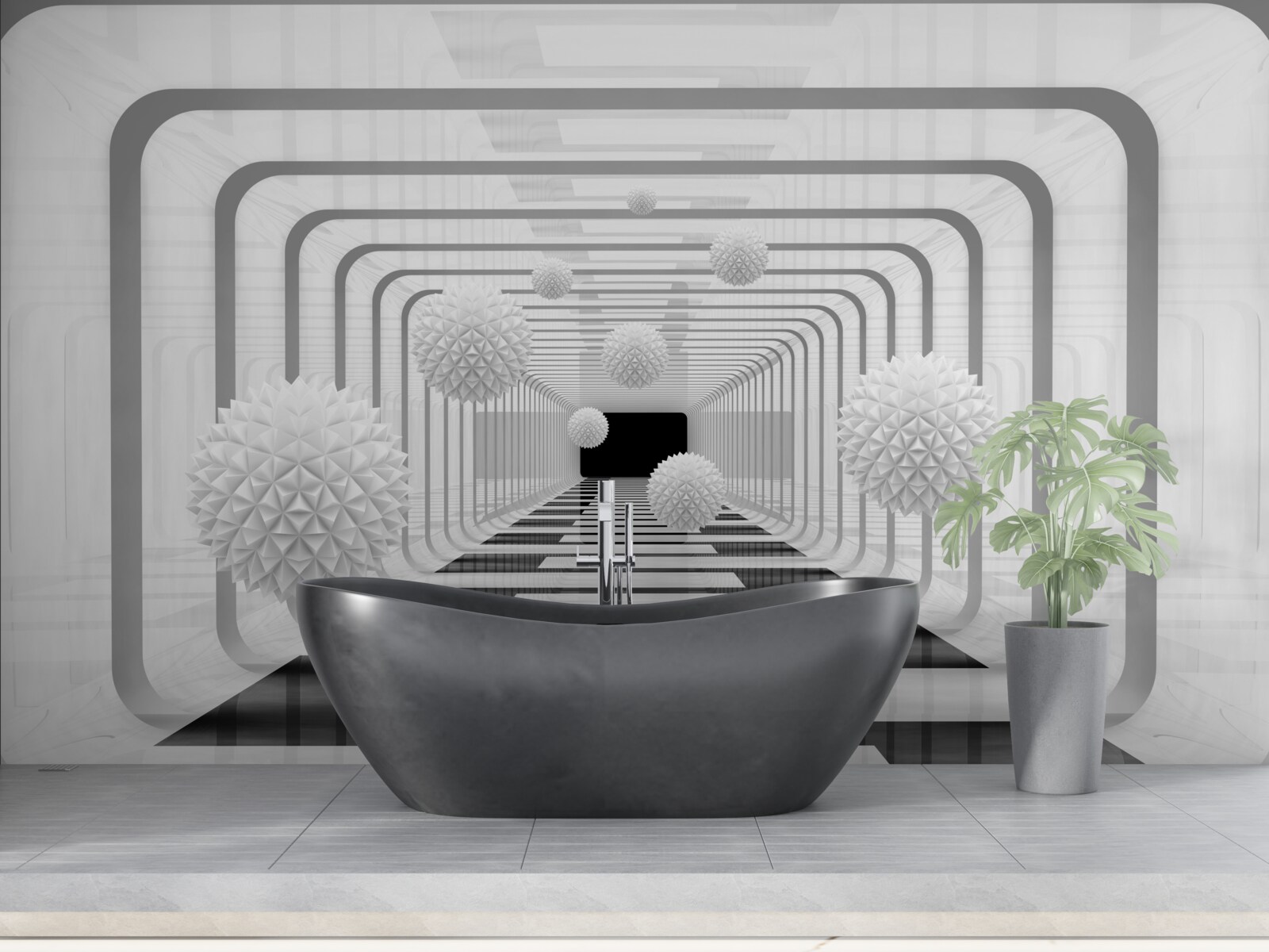 Papier peint l'infini avec des demi-cercles et des sphères d'albâtre