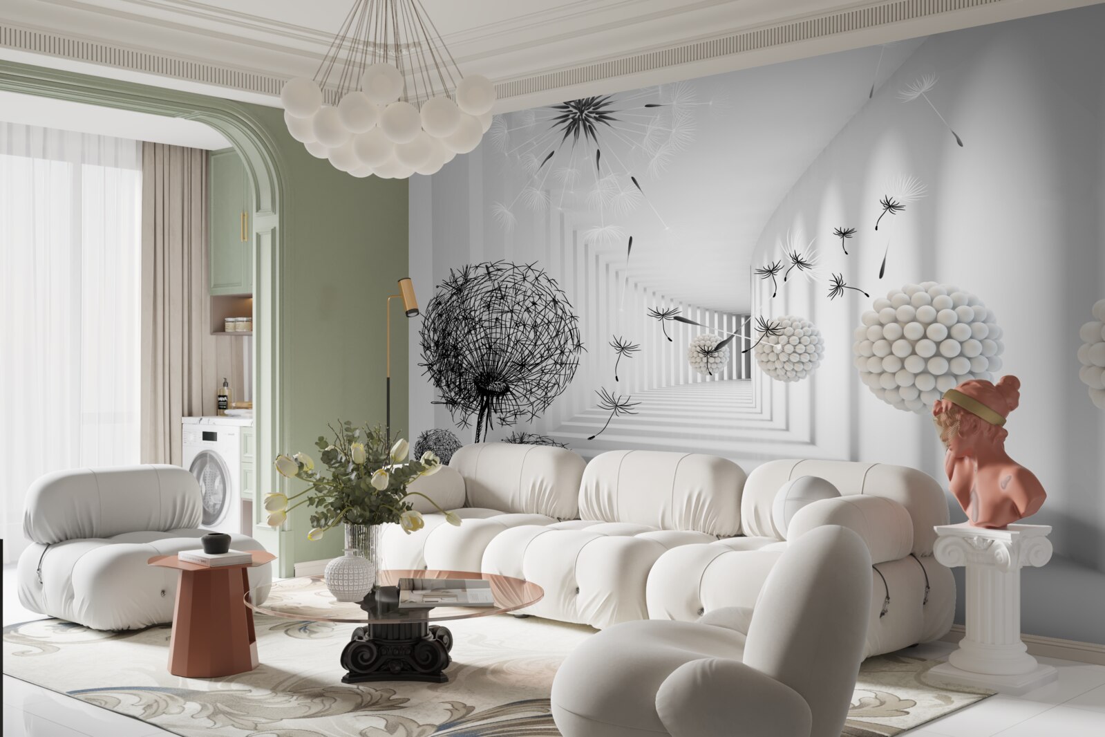 Papier peint un tunnel où disparaissent les mille-pattes volants