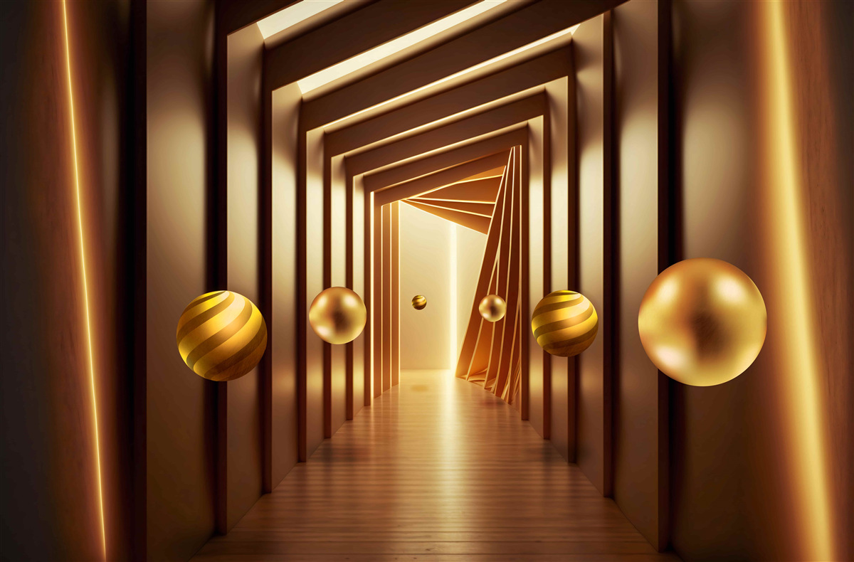 Papier peint boules brunes dans un tunnel brun