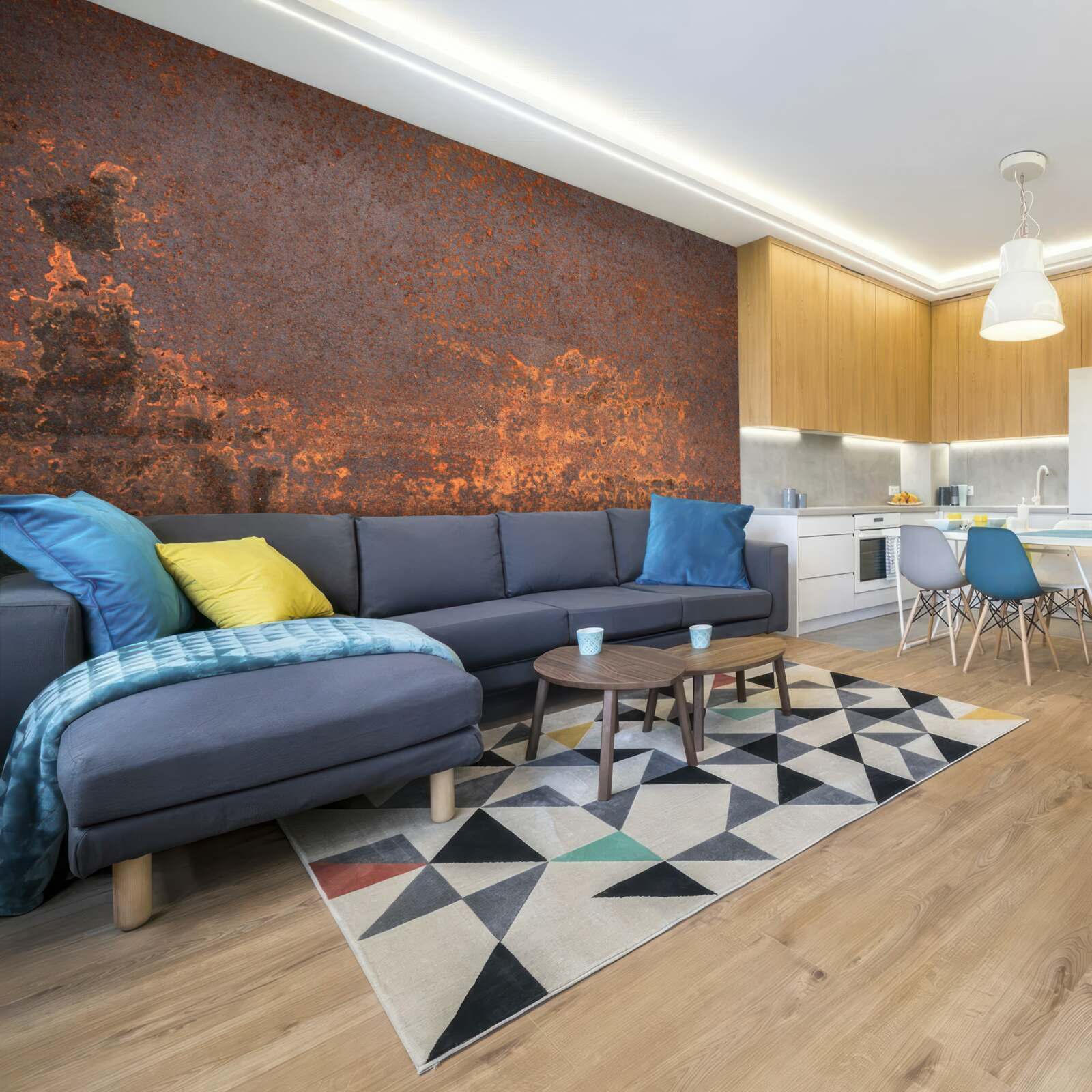 Papier peint structure métallique oxydée