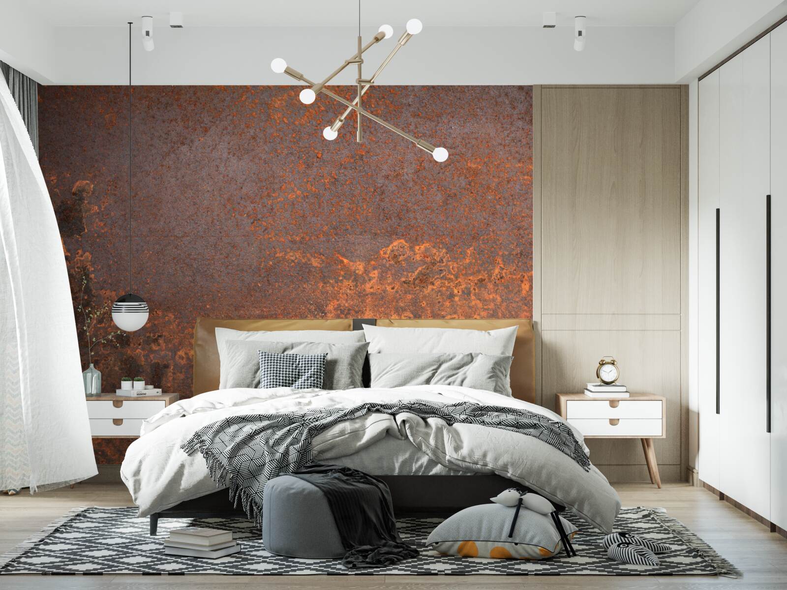 Papier peint structure métallique oxydée