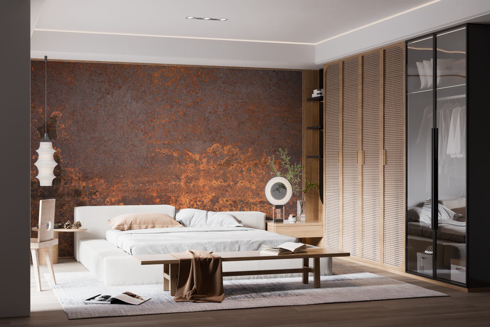 Papier peint structure métallique oxydée