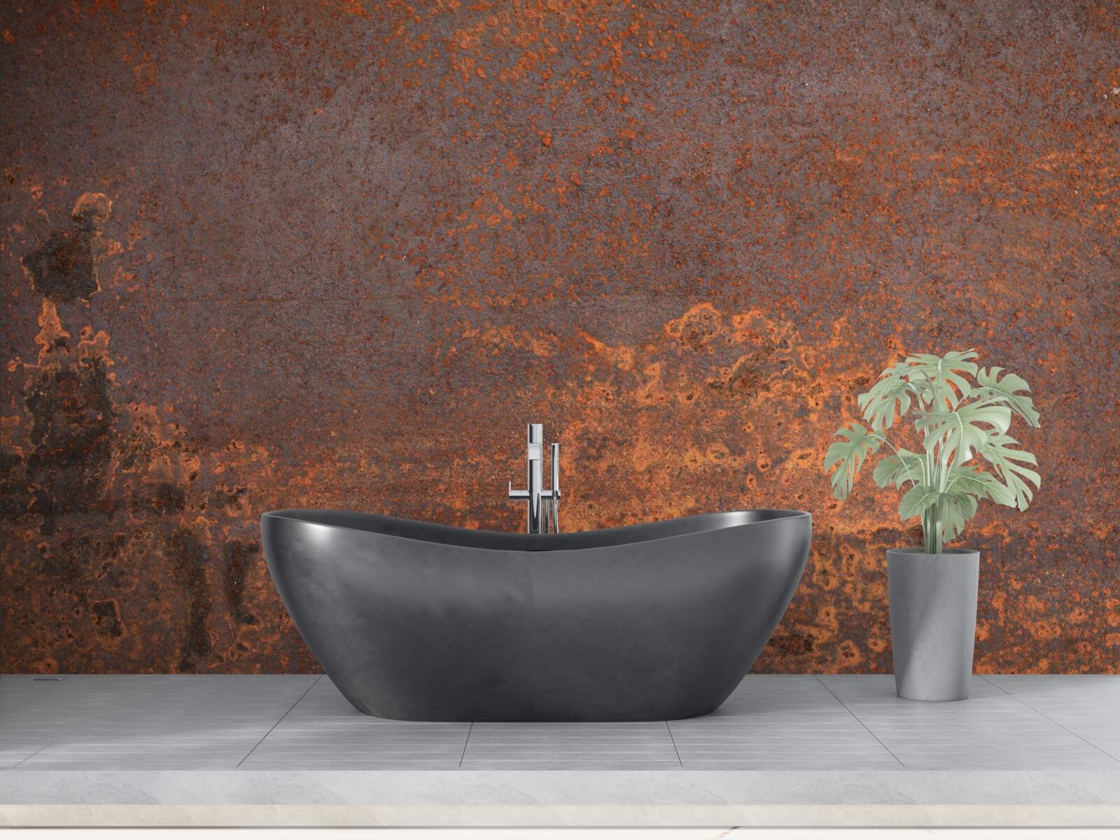 Papier peint structure métallique oxydée