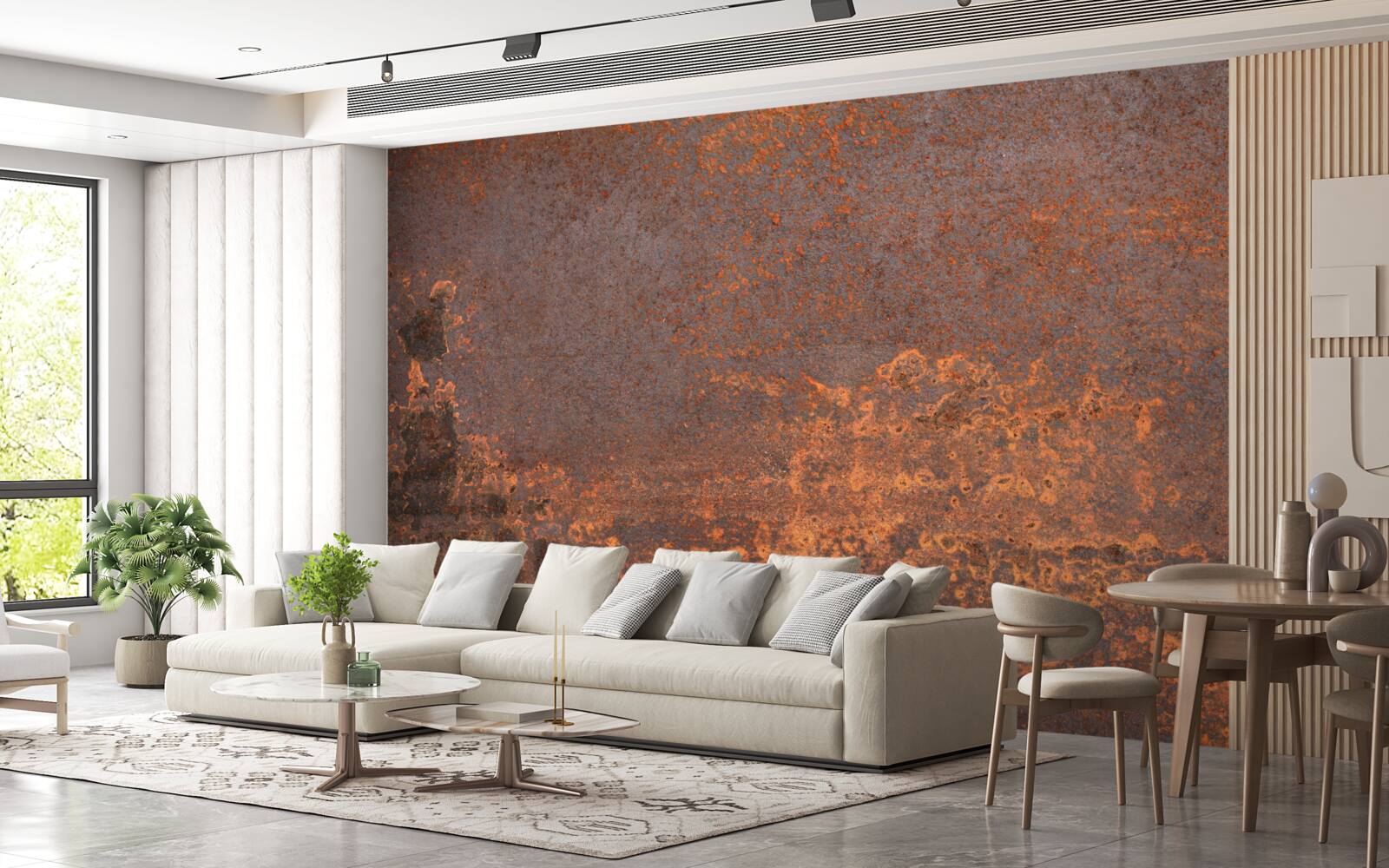 Papier peint structure métallique oxydée