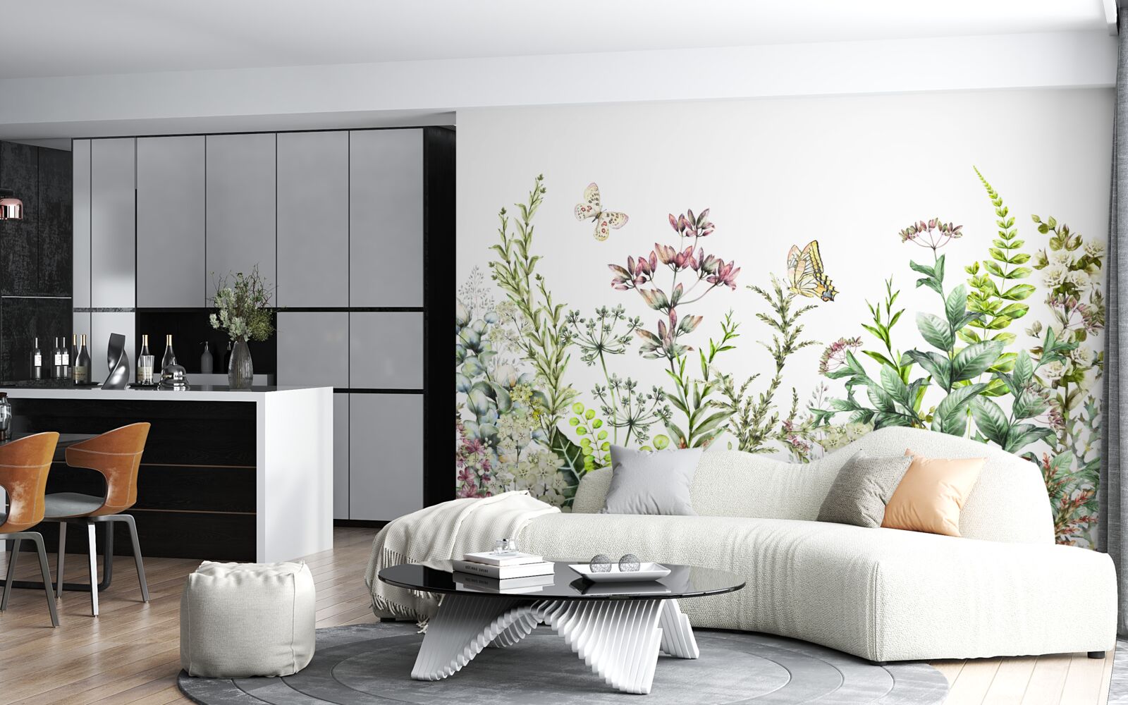 Papier peint Lépidoptères sur les bourgeons des champs