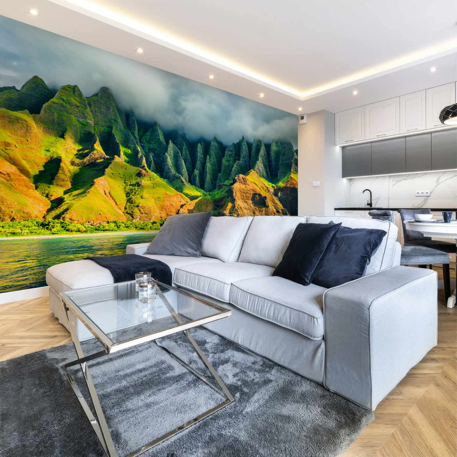 Papier peint les vues sur le lac de montagne sont pleines de couleurs