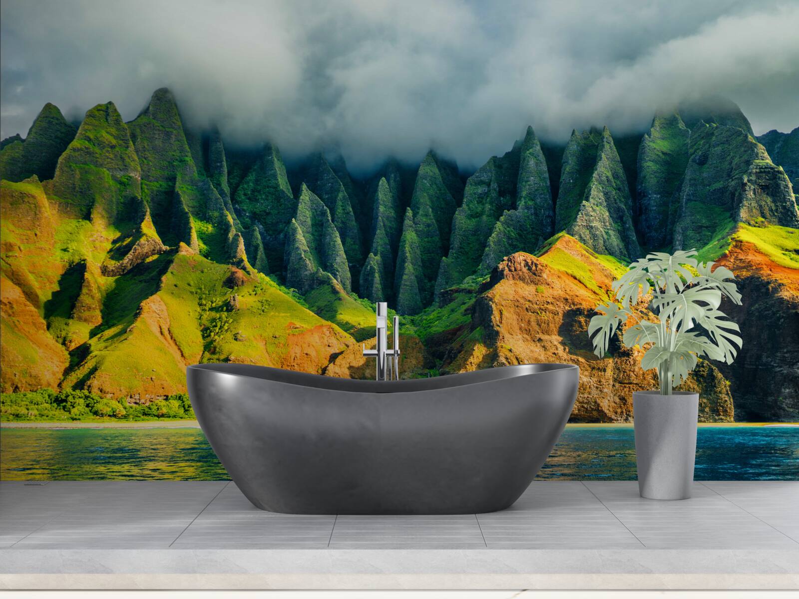 Papier peint les vues sur le lac de montagne sont pleines de couleurs